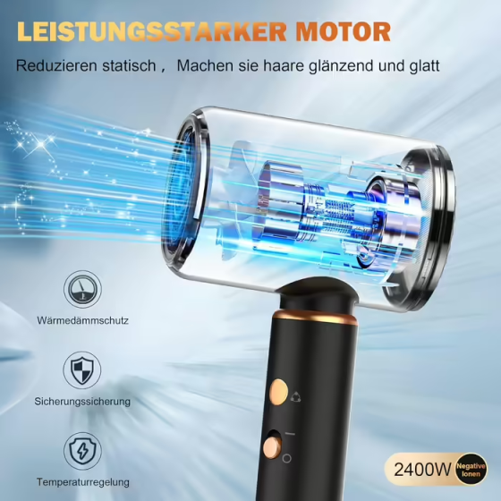 Фен для волосся JANOLTY Professional 2400W з іонізацією, дифузором та концентратором: 4 режими тепла, турбо-двигун Київ