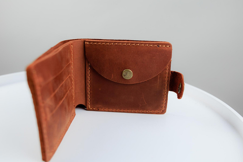 Класичний гаманець із натуральної шкіри Crazy Horse тиснення крокодил SH018 (Світло-коричневий) Суми - фото 5