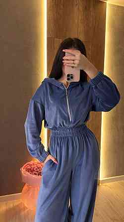 Жіночий стильний повсякденний комбінезон велюр плюш Джинс, 44/46 Одеса