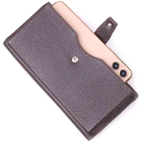 Чоловіче вертикальне портмоне з натуральної шкіри KARYA 21421 Коричневий Київ