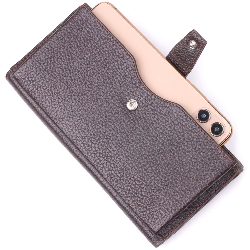 Мужское вертикальное портмоне из натуральной кожи KARYA 21421 Коричневый Киев - изображение 3