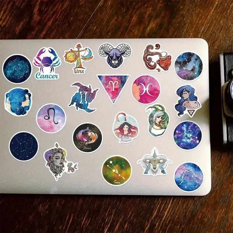 Набір наліпок знаки зодіаку – 50 шт, 3–4 см, водостійкі стікери для ноутбука, телефону, зошита та валізи Київ - фото 5
