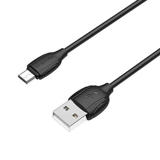 Кабель BOROFONE BX19 USB - Micro 2.4A, 1m, PVC, TPE конектори, колір чорний BX19MB Одеса