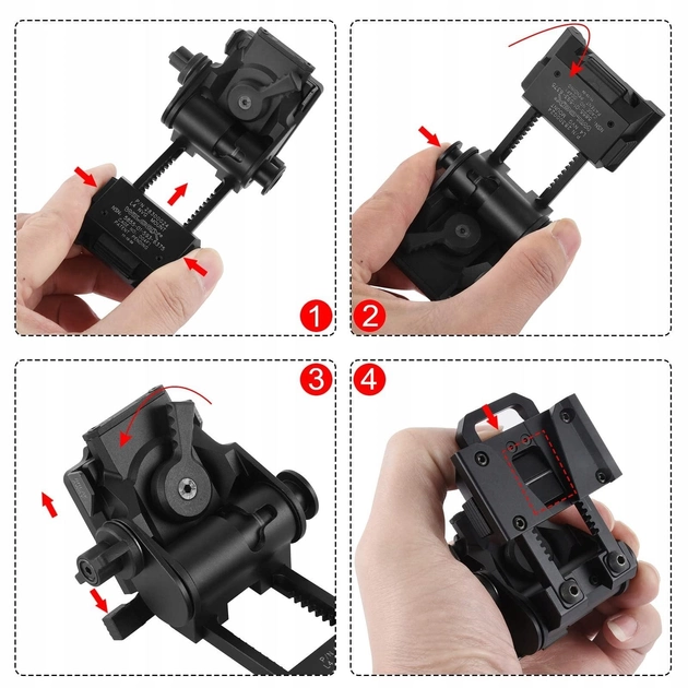 Комплект кріплень Sotac NVG Wilcox L4G24 + J-Arm (метал) для ПНО PVS-14 (Чорний) Київ - фото 3