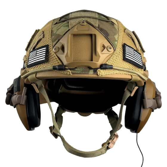 Комплект шлем Fast Helmet NIJ IIIA + наушники Walkers Razor Slim с чебурашкой + кавер Мультикам S Винница