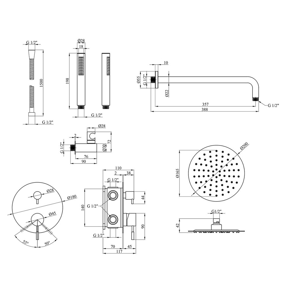 Душевая система скрытого монтажа Kroner KRP Edelstahl Klassisch - ESG082 сатин Киев - изображение 2