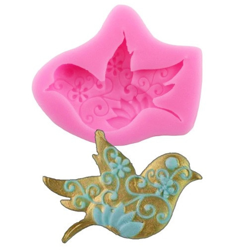 Молд силіконовий Пташка 55 на 66 мм рожевий Київ - фото 3