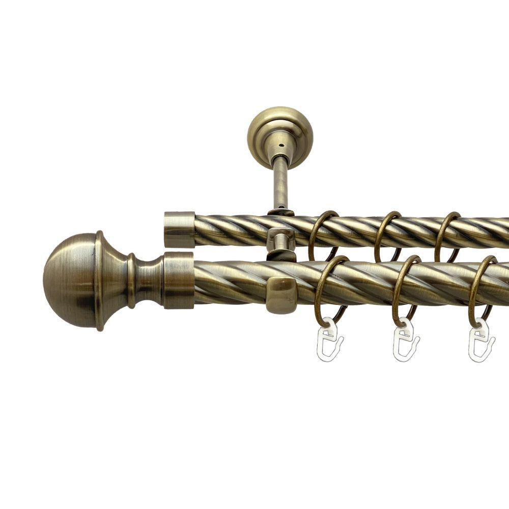 Карниз Orvit Бостон металевий дворядний відкритий скручена труба кільце металеве Антик 25\19 мм 160 см Львов - изображение 1