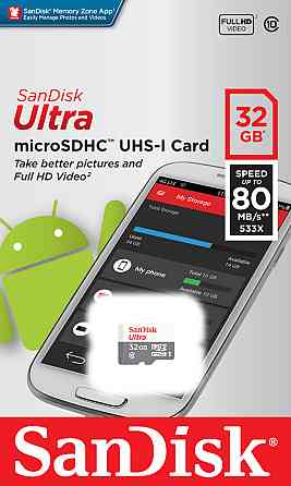 microSDHC (UHS-1) SanDisk Ultra 32Gb class 10 (80Mb/s) Київ