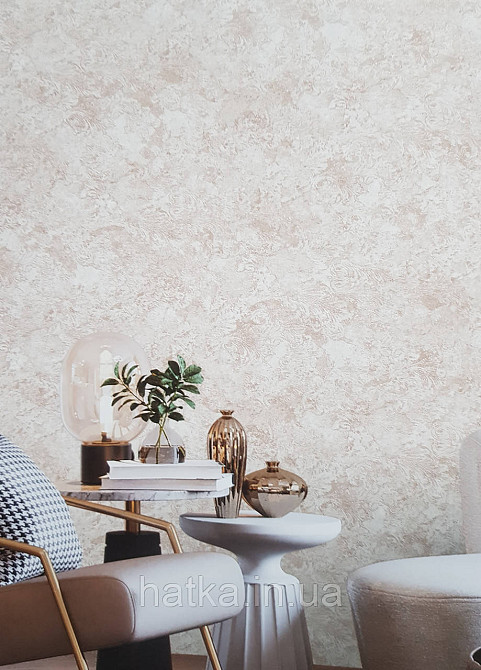 Шпалери вінілові на флізеліні гарячого тиснення DU&KA 1.06х10 вензель основа під штукатурку сірі коричневі Київ - фото 1