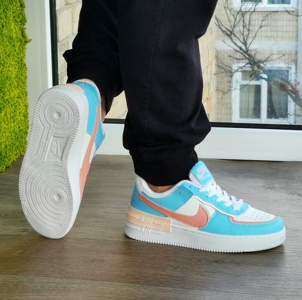 Кросівки Nike Force Білі Жіночі Шкіряні Форси Блакитні Найк (розміри: 36,37,38,39,40,41) - 9 Відео Огляд Дніпро - фото 6