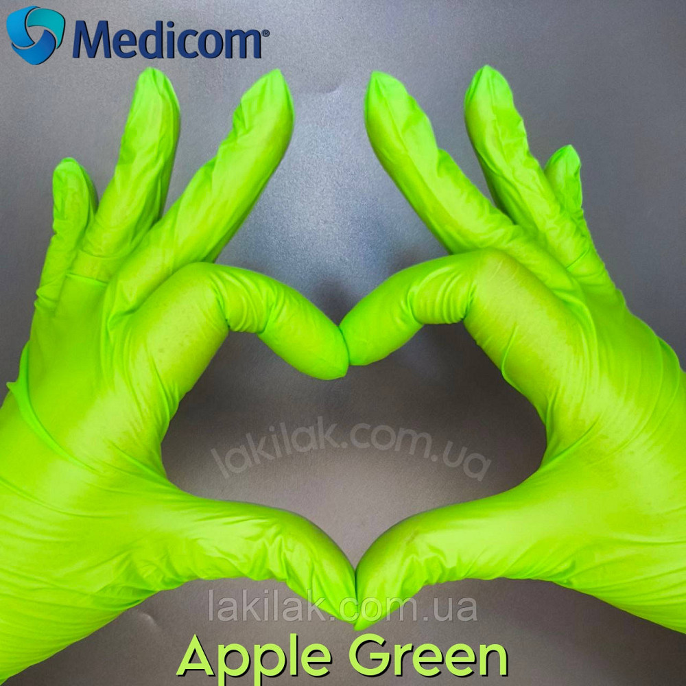 Рукавички нітрилові Medicom Green розмір S 3,5гр (зелені) 100 шт Херсон - фото 1