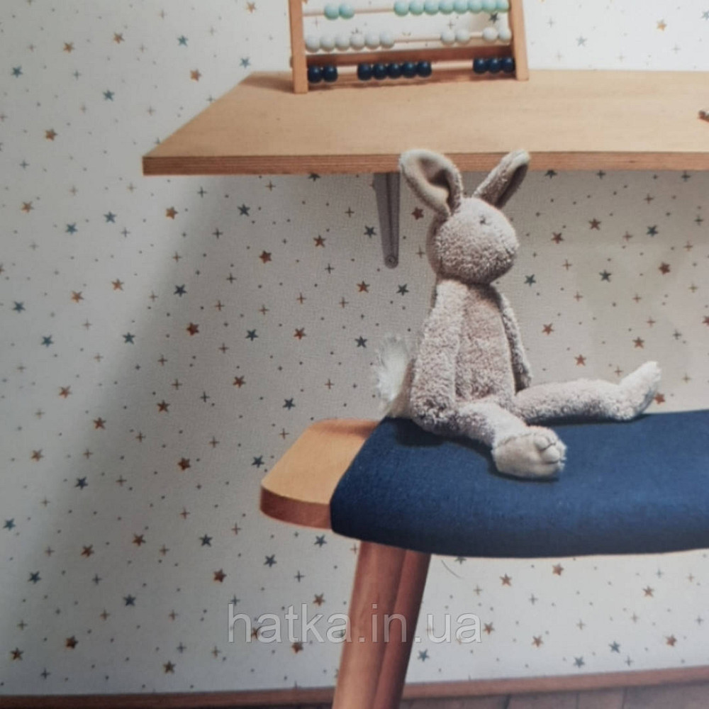 Обои флизелиновые детские  Caselio Our Planet звезды точки коричневые синие на белом фоне Киев - изображение 2