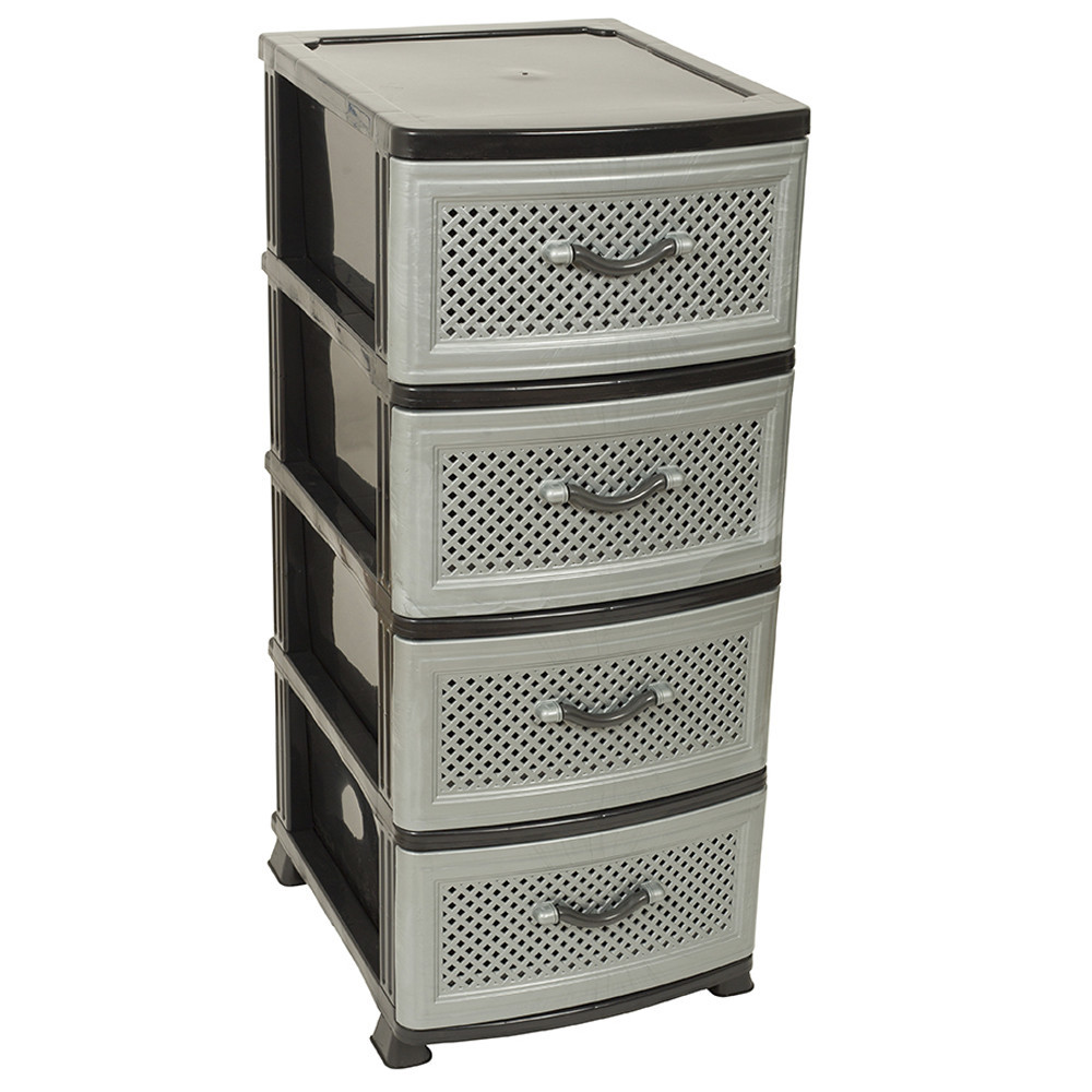 Комод пластиковый Efe Plastics 4 ящика 90х46х38, сетка, серый. Эфе пластик.. Одесса - изображение 2