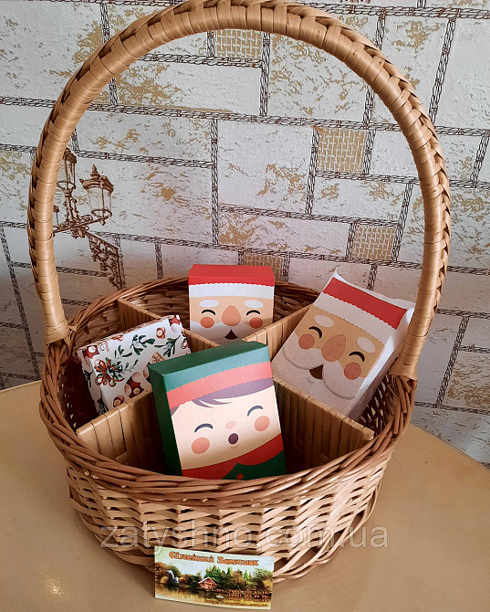 Подарунковий кошик із осередками | кошик із лози на подарунки |плетений кошик новорічний опт Київ - фото 4
