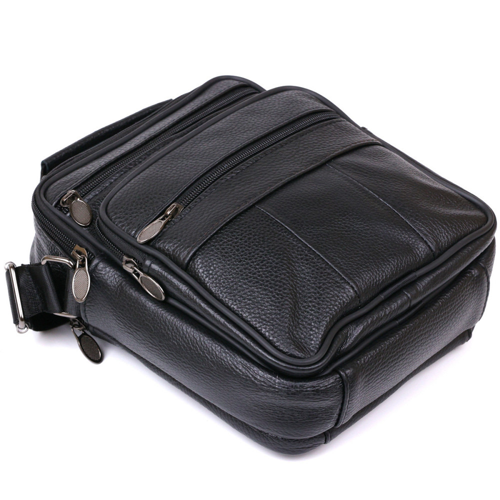 Чоловіча сумка з натуральної шкіри Vintage 20449 Чорний Київ - фото 3