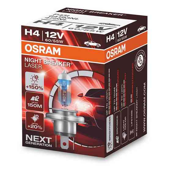 Галогенова лампа OSRAM H4 64193NL Night Breaker LASER NG +150% 60/55W 12 V P43T (1 шт) Харків