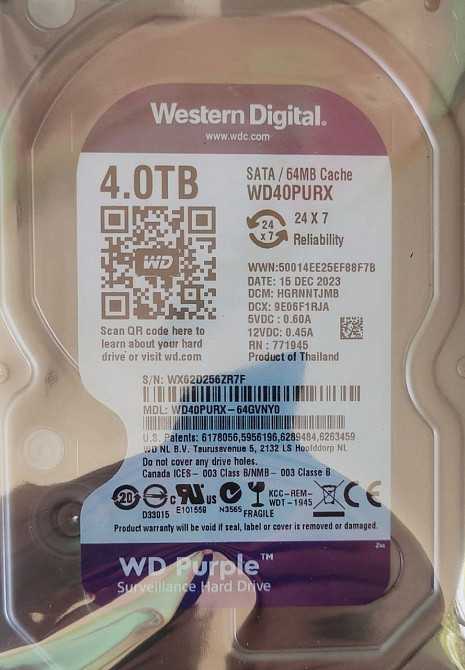 Жорсткий Диск: HDD Western Digital WD 4TB. WD Purple ( WD40PURX) Київ - фото 1
