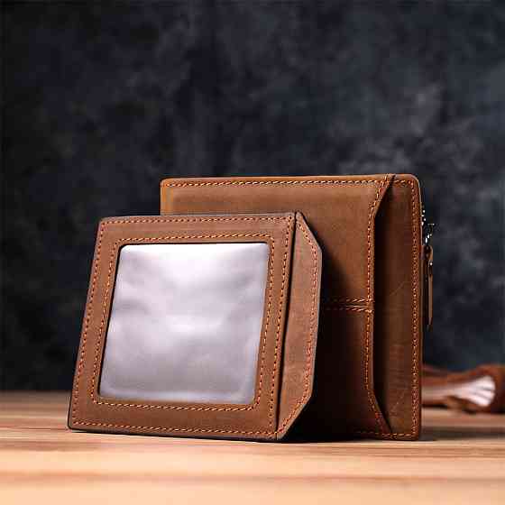 Практичный кошелек для мужчин из натуральной кожи Коричневый (Vintage) Киев