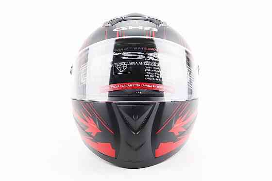 Шолом інтеграл, закритий (сертифікація DOT)+відкидні окуляри BLD-М61 S (55-56см), ЧОРНО-ЧЕРВОНИЙ (флуоресцентний) Київ