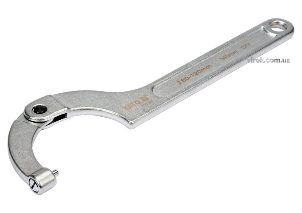 Ключ гаковий з носиком на шарн з округленим болтиком в діапаз. M = 80-120 мм YATO, L = 340 мм. CrV [5/10] Одеса - фото 1
