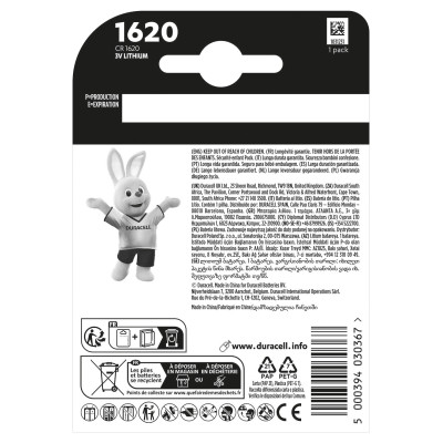 Батарейка CR 1620 спеціальна літієва типу таблетка 1620 3V, 1 шт. в упаковці Duracell (5011069) Вінниця - фото 3