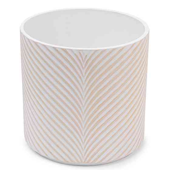 elemi Кашпо для квітів керамічне elemi "Листок" (білий + бежевий) 19" круглий 4,5 л Коломыя