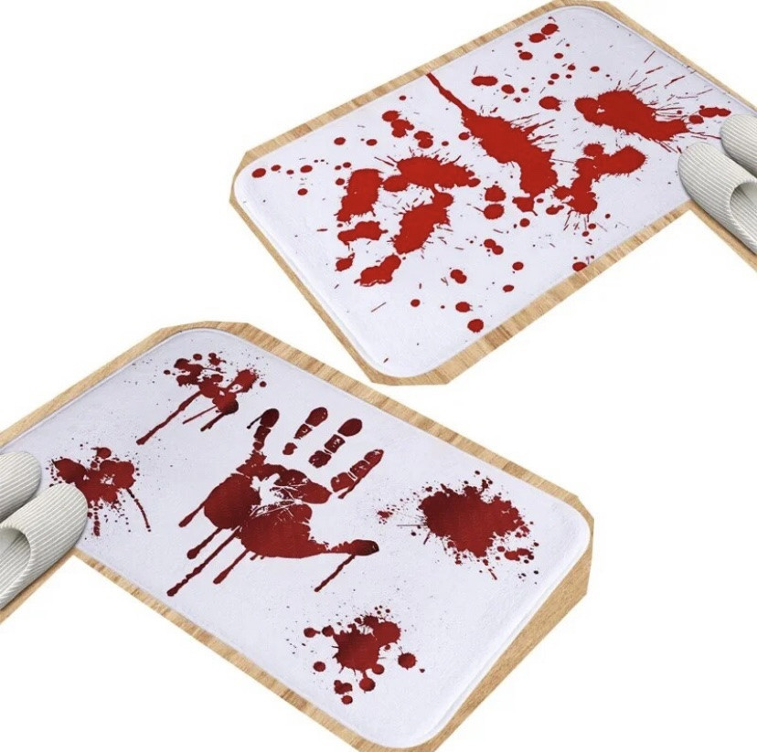 Декор на Хэллоуин, Коврик под дверь Кровавый след ладони, отличное украшение на Хэллоуин, р 40*60см, Киев - изображение 2