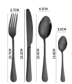 Столові прилади 24 шт х 6 персон Класичні Набір із нержавіючої сталі на підставці Чорні Кременчук - фото 2