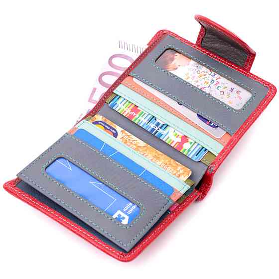 Шкіряний яскравий гаманець з монетницею ST Leather 19453 Червоний Київ