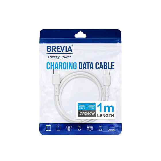 Кабель Brevia Type-C to Type-C 60W 1м, білий ZIP (51100WCCZ1) Львів