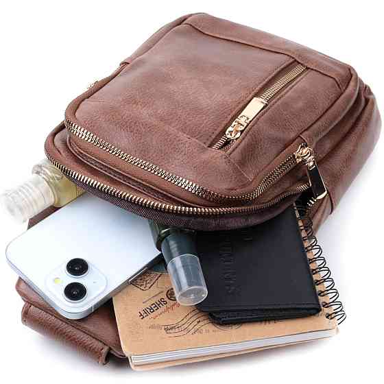 Зручна слінг сумка для жінок з екошкіри Коричневий (Vintage) Київ