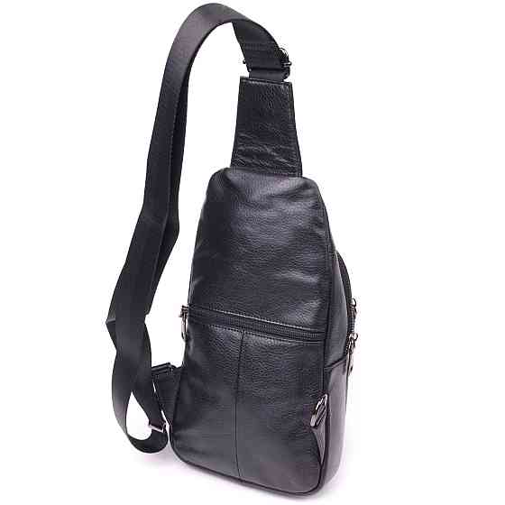 Цікава чоловіча сумка через плече з натуральної шкіри Чорна (Vintage) Київ