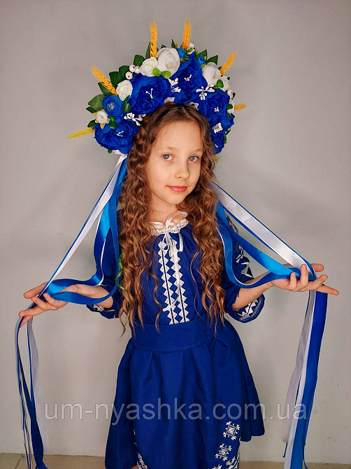 Віночок ободок з квітами "Сценічний з колосками та стрічками" Кривий Ріг - фото 5