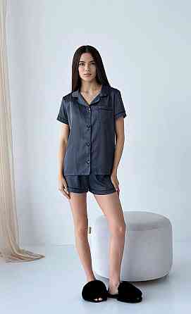 Піжама жіноча з шортами шовкова Графітовий ч/к XL Харків