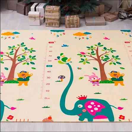 Дитячий ігровий двосторонній килимок Слонік та Звірі 200х180х0.8см Київ