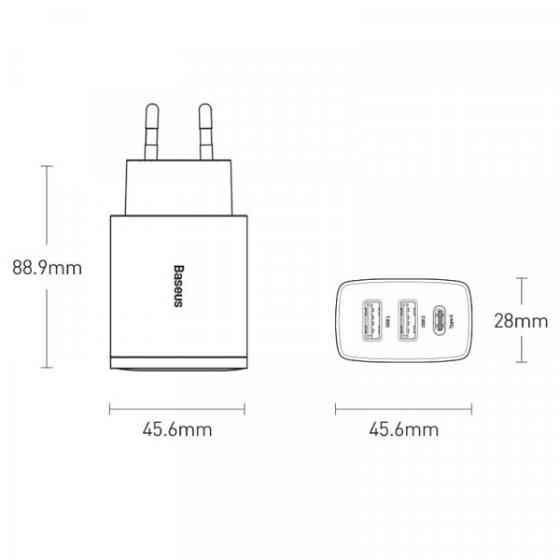 Зарядний пристрій 3xUSB 20W (USB-C+USB-A) Чорний Baseus (CCXJ-E01) Київ