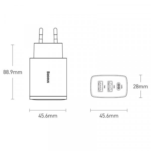 Зарядний пристрій 3xUSB 20W (USB-C+USB-A) Чорний Baseus (CCXJ-E01) Київ - фото 6