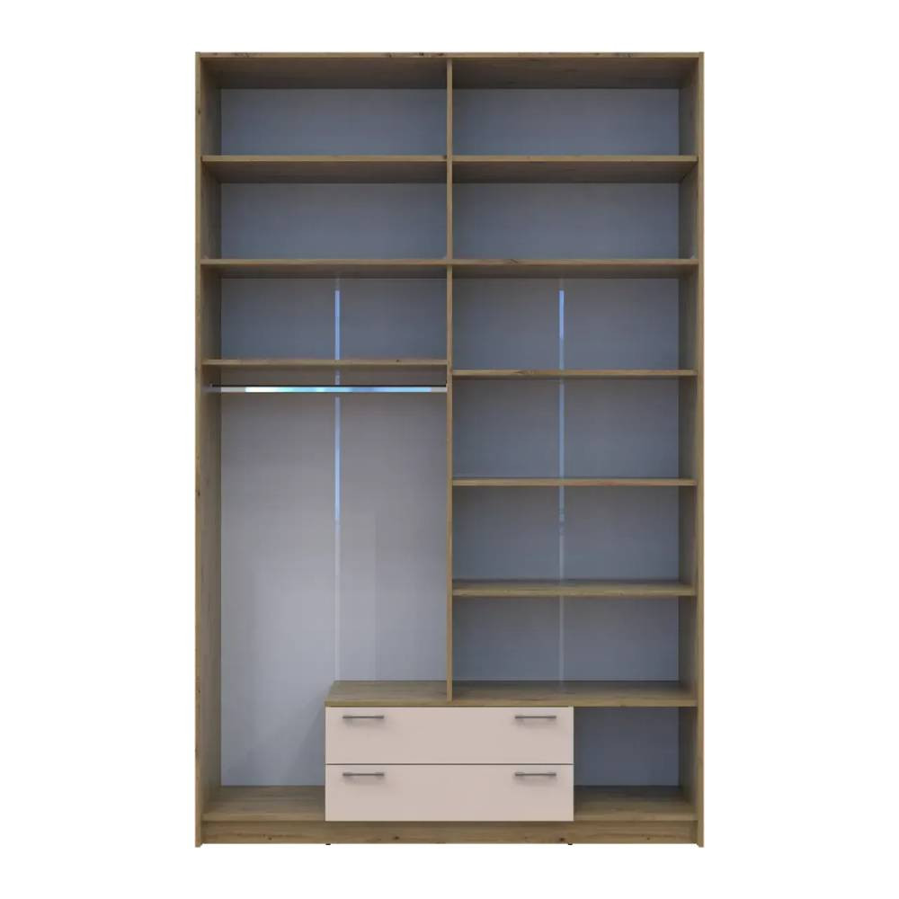 Шкаф для одежды Doros Ронди с высокой антресолью и зеркалом Дуб Артизан/Кашемир 4 ДСП 160х52х260 (DRS-011880) Львов - изображение 6