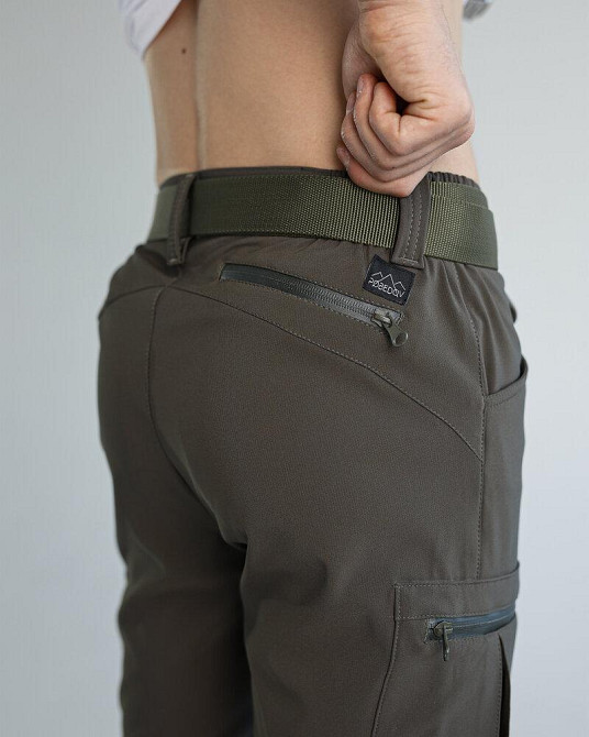 Повсякденні штани-шорти чоловічі хакі. Штани-карго для чоловіків хакі Pobedov Transformer 2.0 Київ - фото 4