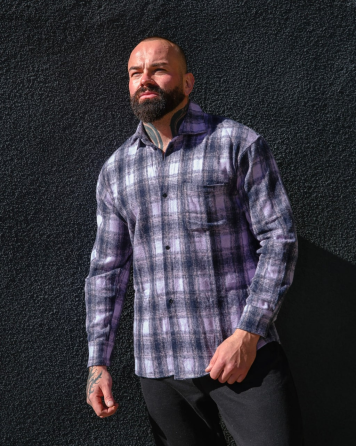 Сорочка чоловіча тепла байка Фіолетовий M Харків