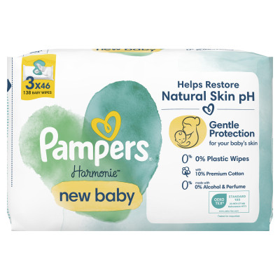 Детские влажные салфетки Pampers Harmonie New baby 3 пачки х 46 шт (8700216201025) Винница - изображение 2