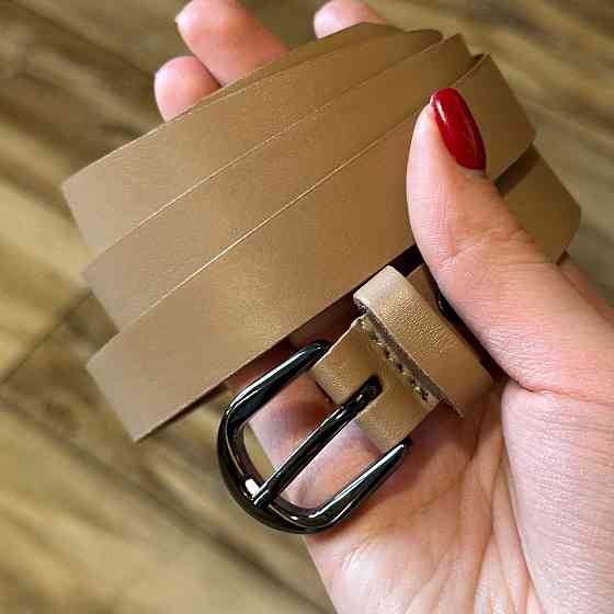 Бежевий жіночий шкіряний ремінь 3334 Київ