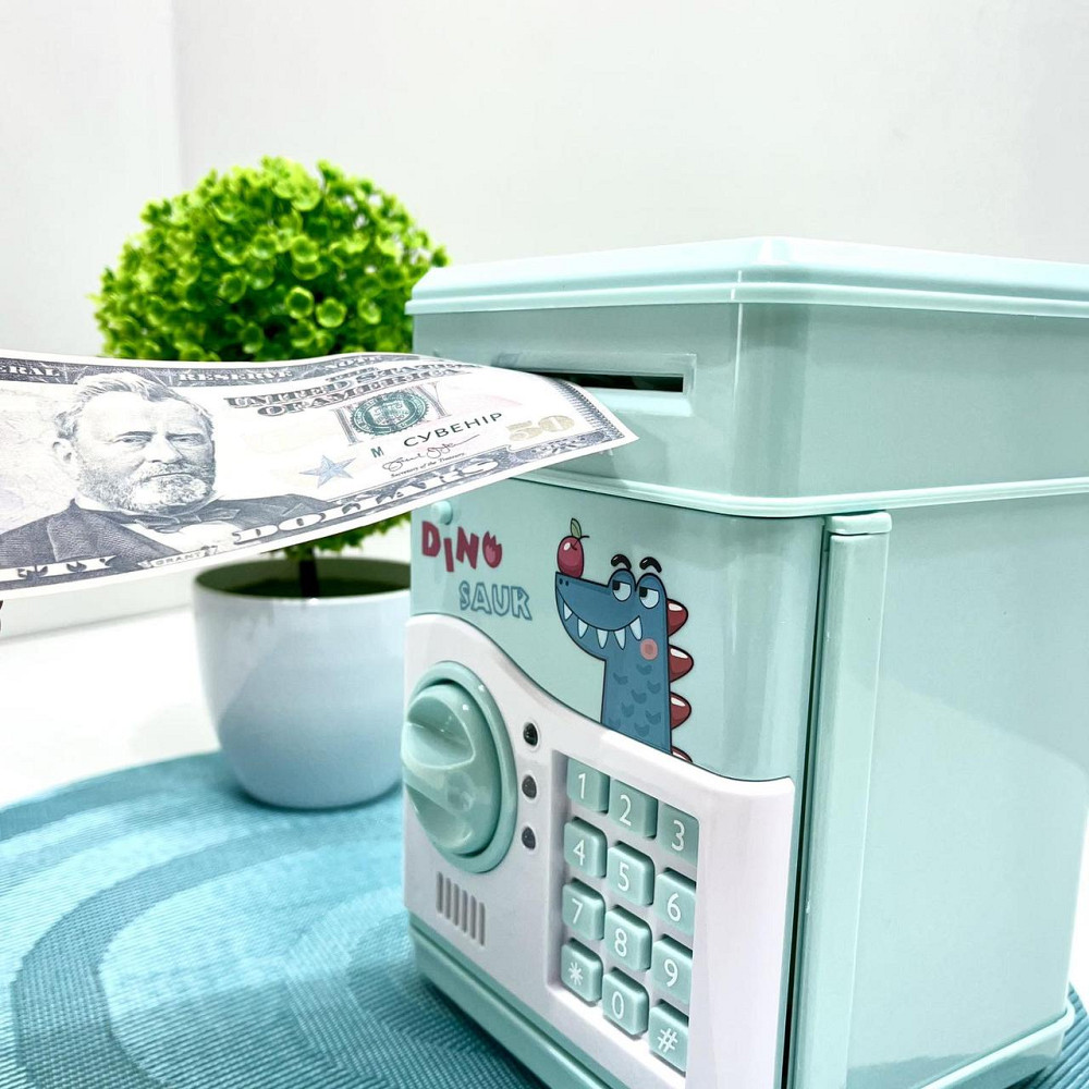 Сейф-скарбничка з кодовим замком та купюроприймачем для паперових грошей та монет Блакитний (MK 4776) Чернігів - фото 3