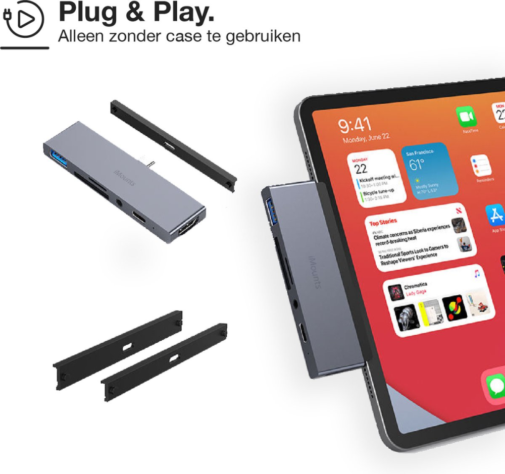 Концентратор USB-C Hub 6-в-1 для iPad Pro / Air: 4K HDMI, USB 3.0, PD 100Вт, SD, 3.5мм Aux — Магнітна док-станція Київ - фото 7