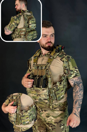 Плитоноска yakeda мультикам зі швидким скиданням  штурмова чоловіча плитоноска мультикам з підсумками   WAR Львів