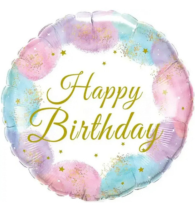 Фольгированный шар happy birthday акварель 18