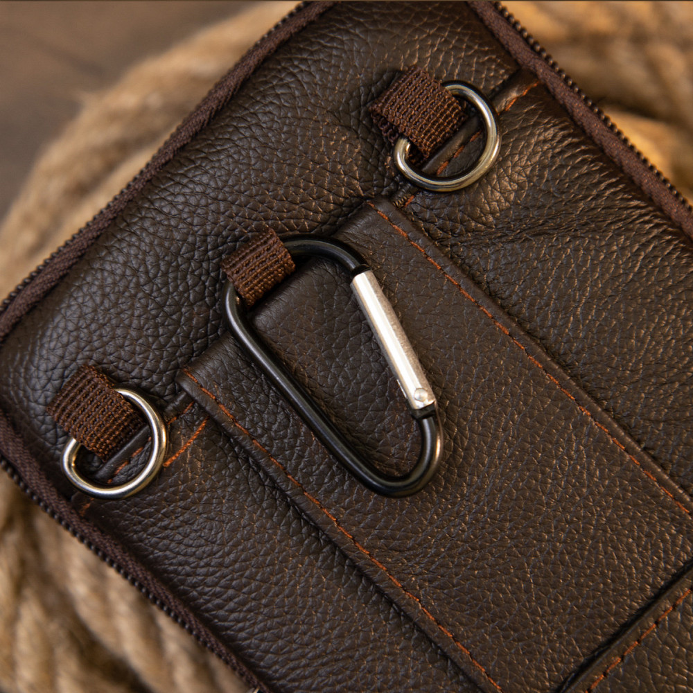 Сумка мужская на пояс на два отделения с хлястиком Vintage 20451 Коричневая Киев - изображение 7