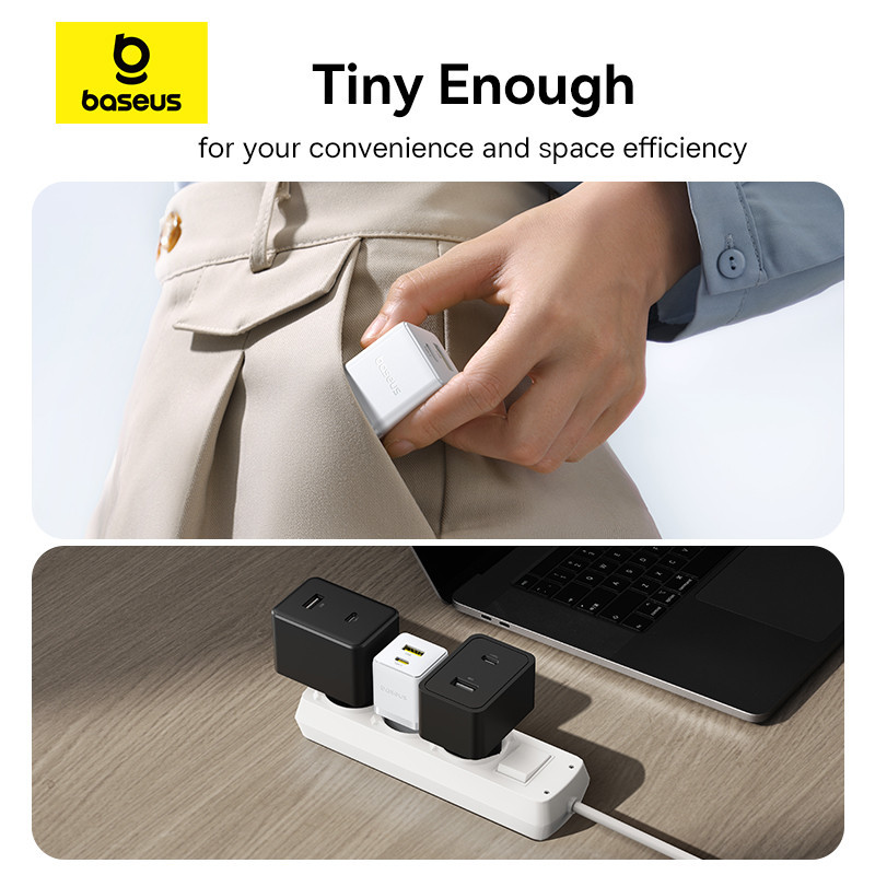 Мережевий зарядний пристрій з кабелем Baseus Palm Fast Charger C+U 30W EU Moon White (with USB-C to USB-C 60W Одеса - фото 10
