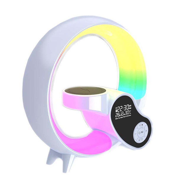 Настільна смарт лампа-нічник з бездротовою зарядкою та Bluetooth-колонкою G-Smart HM-2309 7в1 (Біла) Вінниця - фото 1